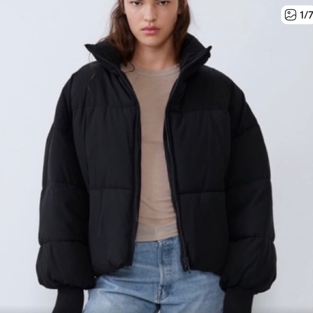 Zara Women's Classic Black Puffer Jacket